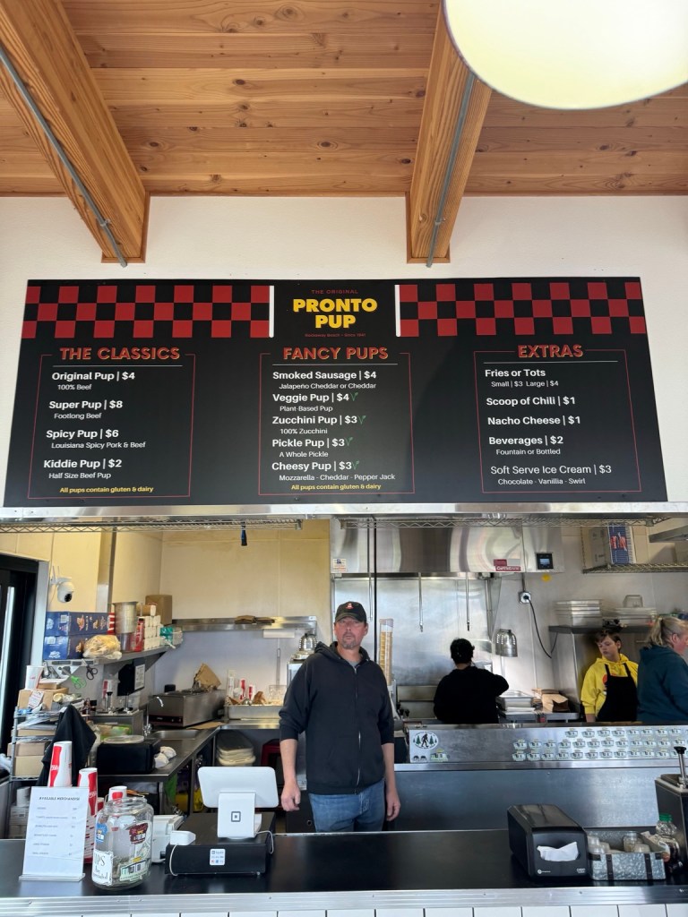 Pronto Pup menu during our visit