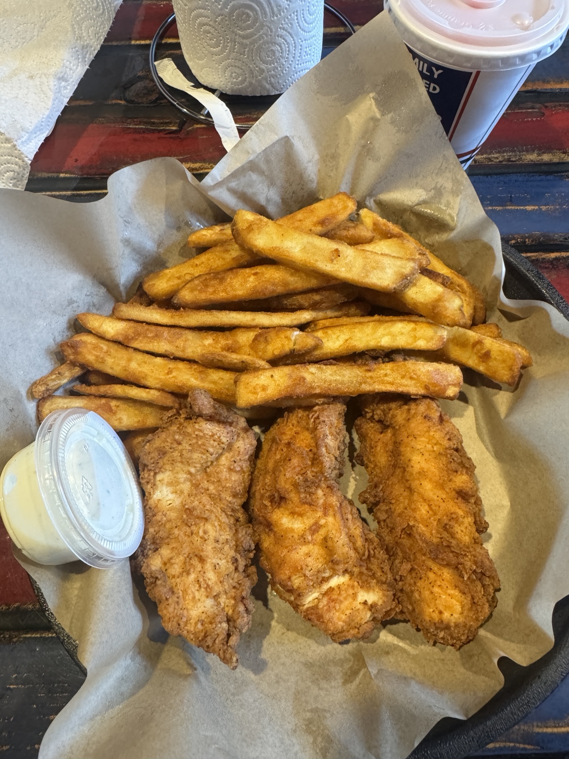 Chicken tenders and fries at Chubby’s